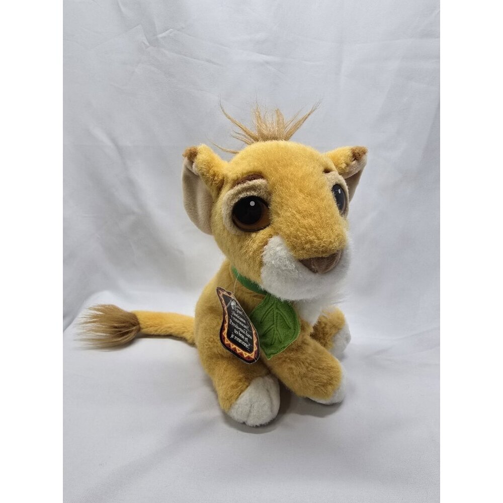 Disney Simba Plush Lion King Stuffed Animal Toy Purring 1993 Cub Leaf Collar 9"